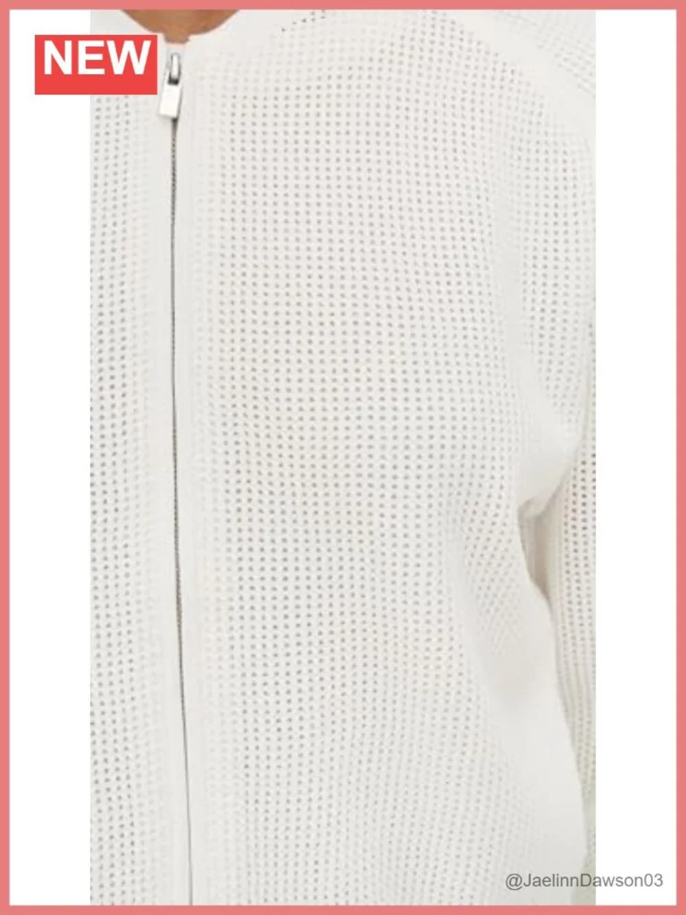 Pointelle Bomber Cardigan Zip-Up Long Sleeve Aviator